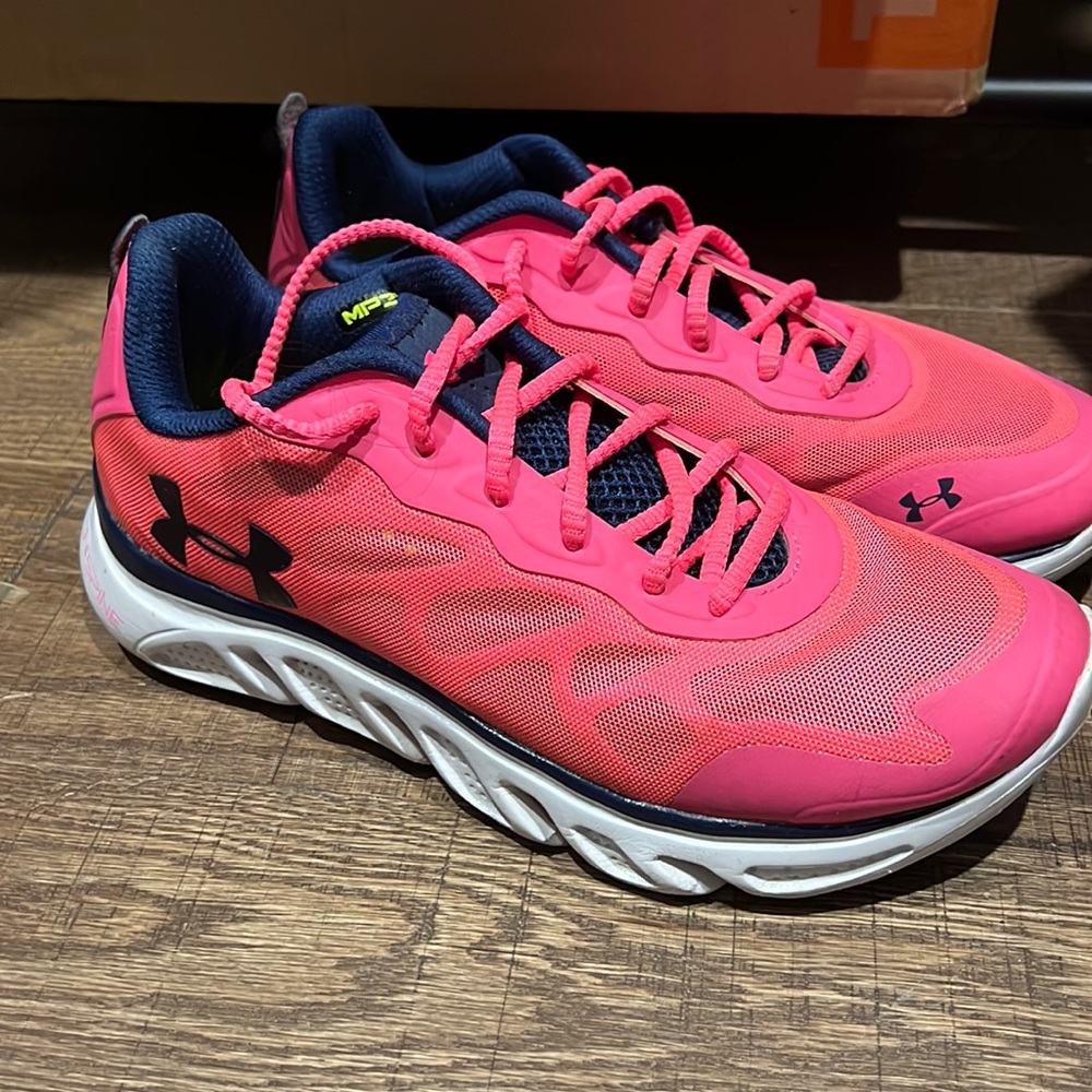 Hot pink under armor sneakers